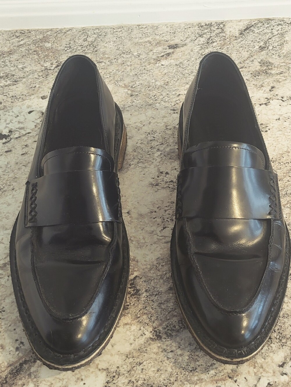 Clarks Black Leather Slip-On Penny Loafers